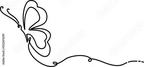 Hand drawn Butterfly Continuous Outline Illustration