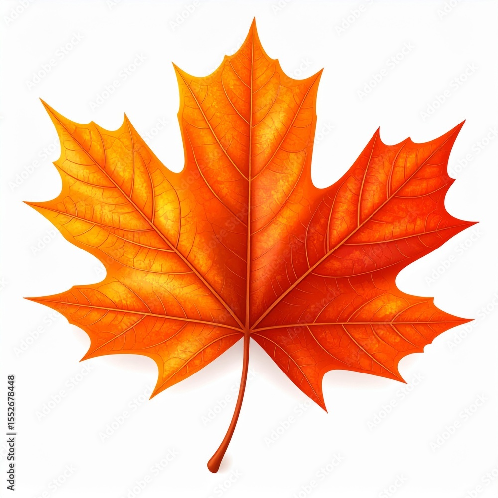 Obraz premium Orange and Red Maple Leaf on White Background