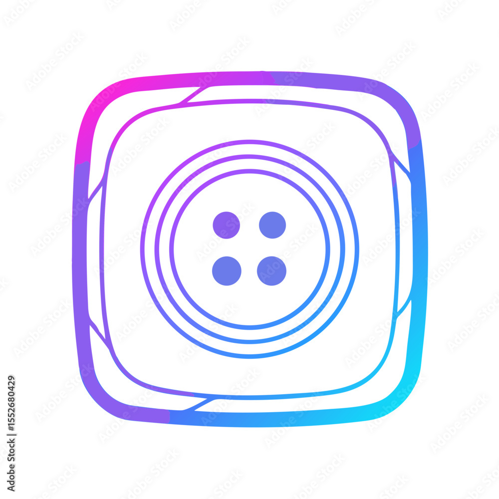 Colorful sewing button icon in gradient line style for textile design Colorful sewing button icon in gradient line style for textile design