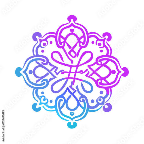 Monogram embroidery icon in pastel gradient, decorative sewing design