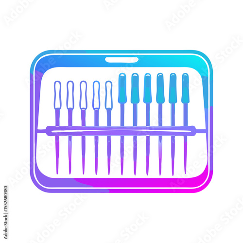 Needle organizer icon in gradient style, sewing supply concept