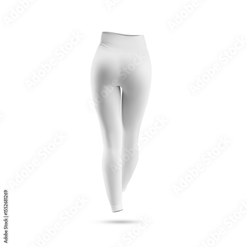 A pair of white leggings displayed from the back, emphasizing their sleek design and fit.