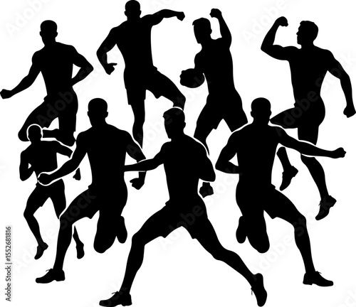 American Football Player Silhouettes vector bundle