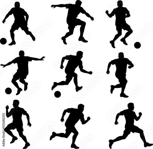 American Football Player Silhouettes vector bundle