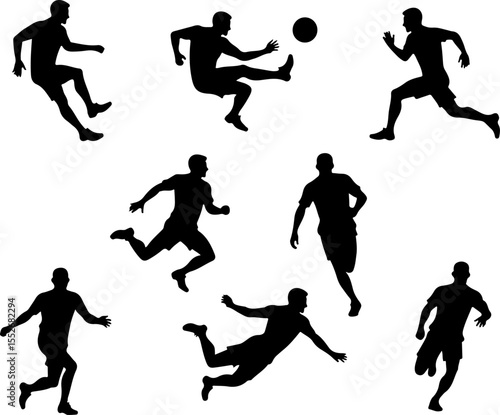 American Football Player Silhouettes vector bundle