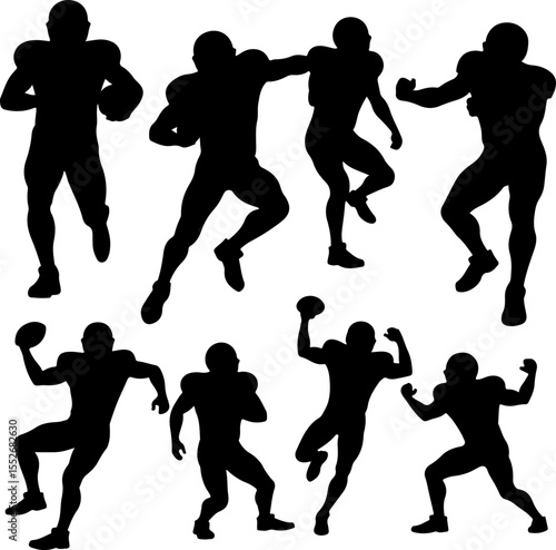 American Football Player Silhouettes vector bundle