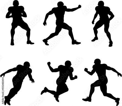 American Football Player Silhouettes vector bundle
