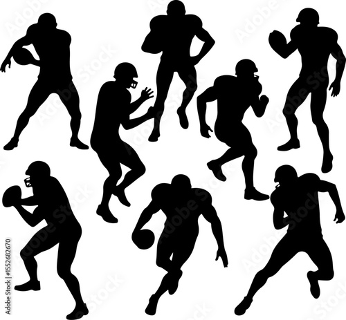 American Football Player Silhouettes vector bundle
