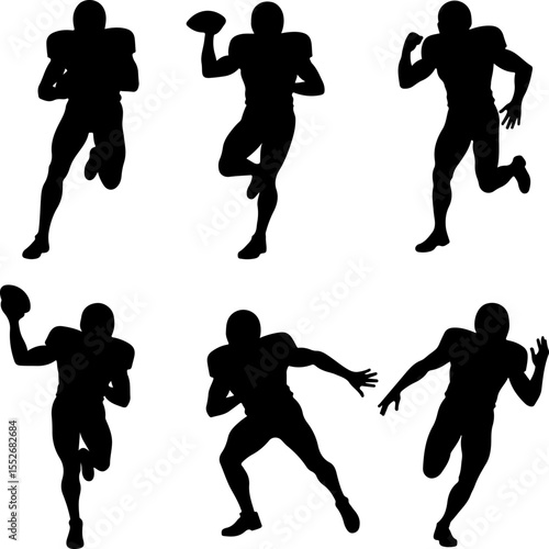 American Football Player Silhouettes vector bundle