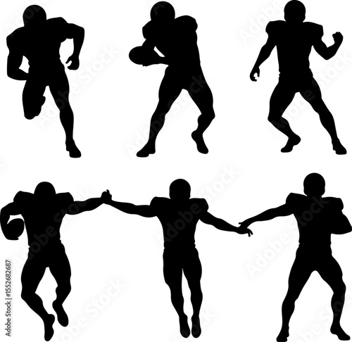 American Football Player Silhouettes vector bundle