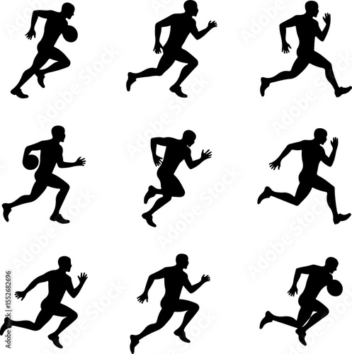 American Football Player Silhouettes vector bundle