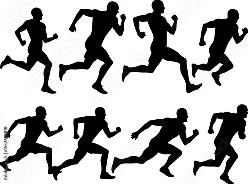 American Football Player Silhouettes vector bundle