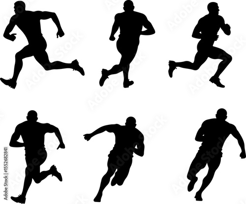 American Football Player Silhouettes vector bundle