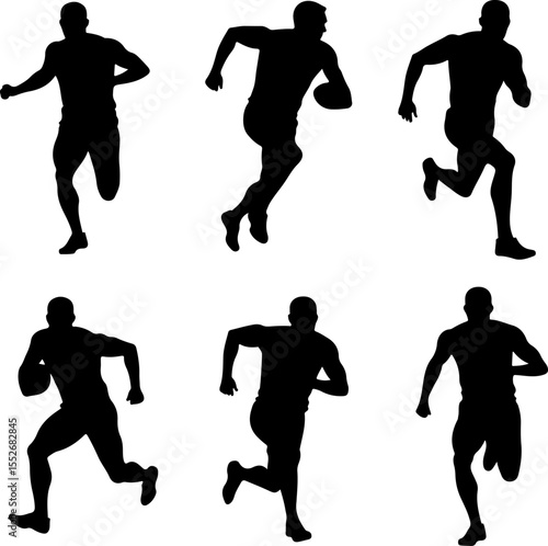 American Football Player Silhouettes vector bundle