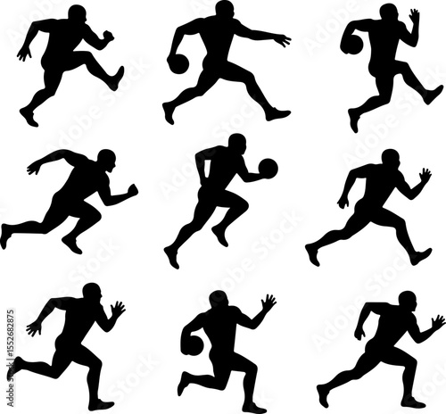 American Football Player Silhouettes vector bundle