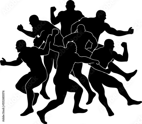 American Football Player Silhouettes vector bundle