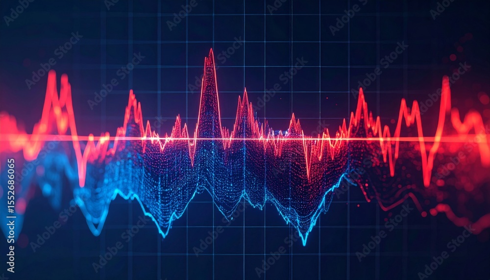 Abstract Red And Blue Data Waveform Visualization Abstract Red And Blue Data Waveform Visualization
