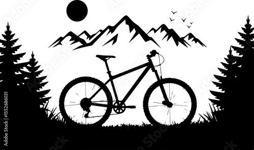 Mountain Biking Adventure Silhouette vector art 