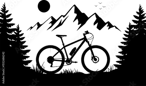 Mountain Biking Adventure Silhouette vector art 
