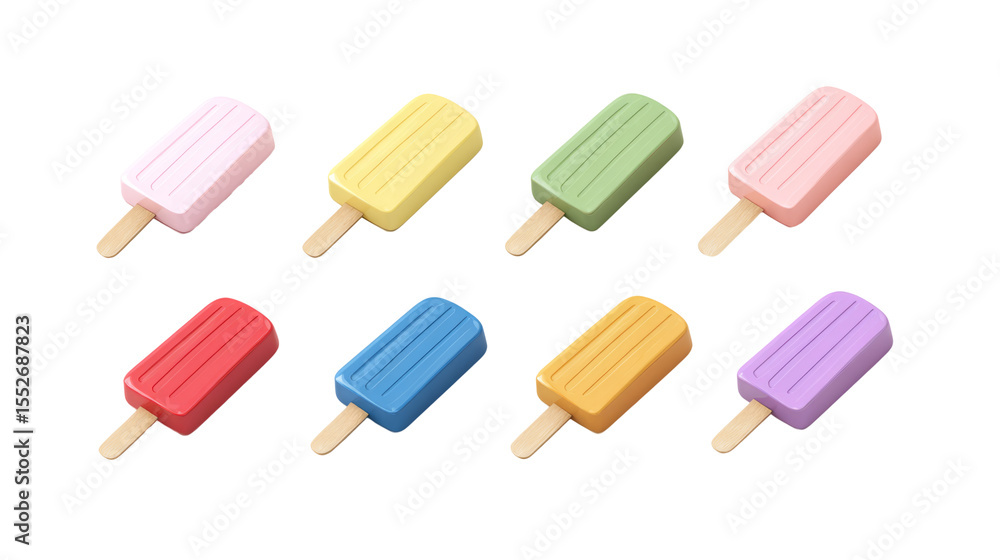 Beautiful pastel ice cream lollipops in a modern minimalist style Beautiful pastel ice cream lollipops in a modern minimalist style