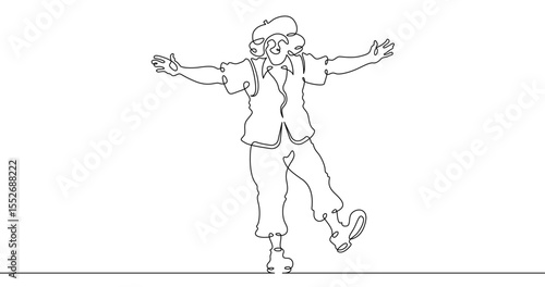 Wallpaper Mural Continuous one line drawing circus clown. A clown in a funny costume performs in a circus. Circus performance. One continuous line isolated minimal illustration.Not AI. Torontodigital.ca