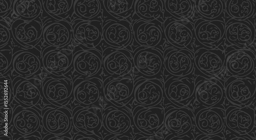 Elegant dark seamless pattern with vintage circular motif for upscale design projects