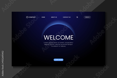 Dark Welcome Landing Page UI – Modern Gradient Website Hero Section Template
