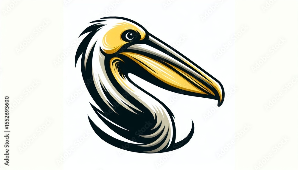 Fototapeta premium Stylized Pelican Head Vector Illustration