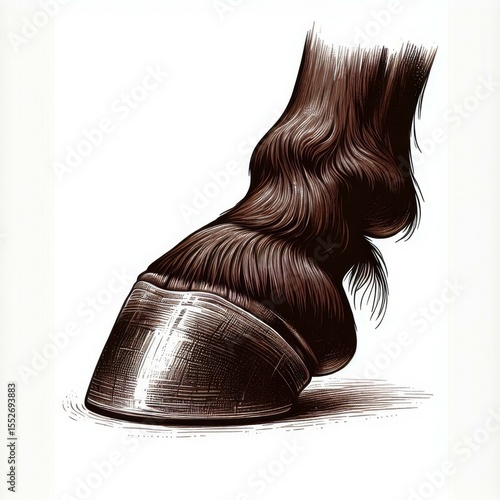 Detailed Illustration of a Horse's Hoof and Leg