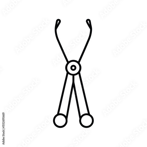 Minimalist Line Art Depicting Medical Forceps with Circular Grips and Tips for Precise Instrument Handling
