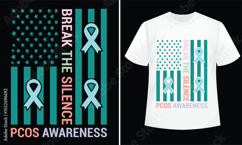 PCOS awareness design for t-shirt, hoodie, bags, mugs, stickers, banner, poster, icon etc. Fully Editable Print Ready Template - Vector