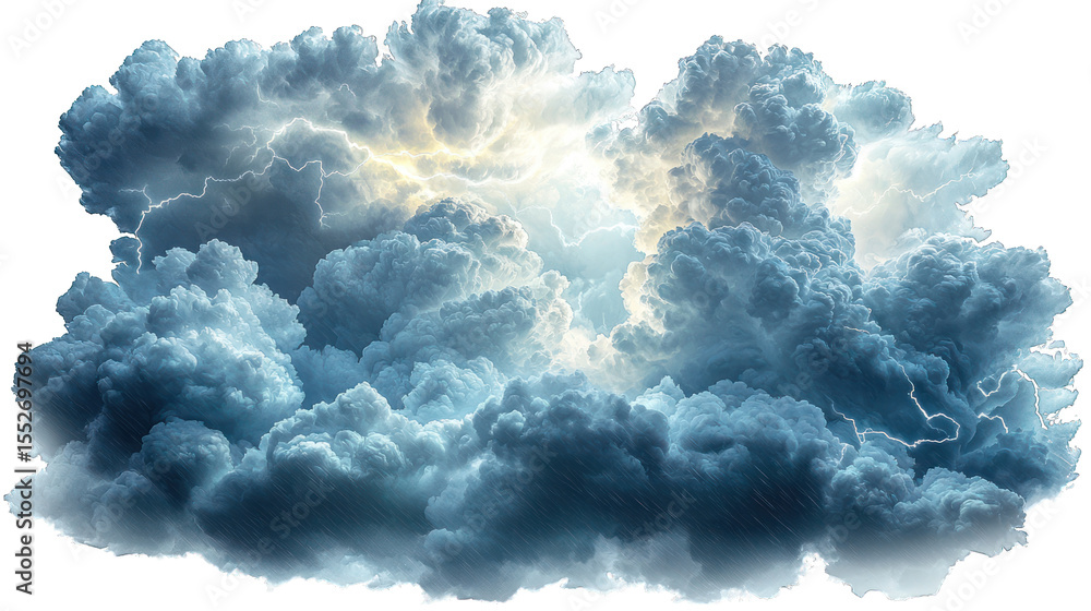 Fototapeta premium Thundercloud with bright lightning and rain