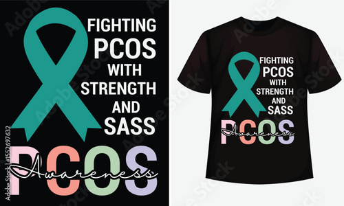 PCOS awareness design for t-shirt, hoodie, bags, mugs, stickers, banner, poster, icon etc. Fully Editable Print Ready Template - Vector