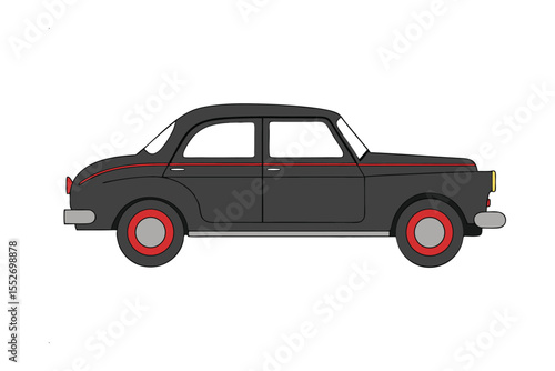 Classic Black Automobile: A sleek, vintage-style sedan in a rich, black finish, epitomizing timeless design and refined elegance.