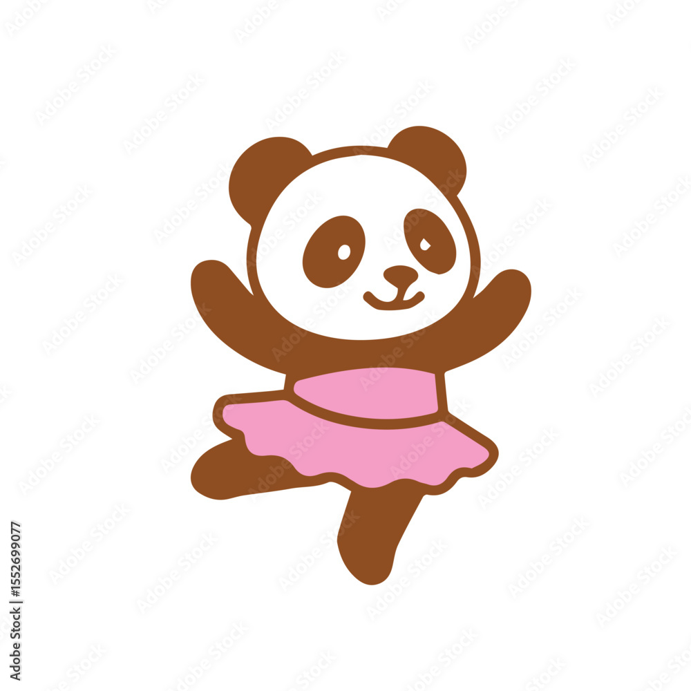 Obraz premium Cute Panda Ballerina Dancing in Pink Tutu