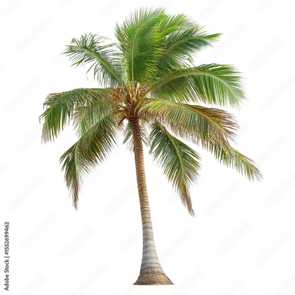Obraz premium Tropical palm tree nature scene vibrant green leaves summer vacation paradise