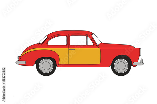 Classic Car Illustration: A stylized illustration of a vintage automobile in a striking color scheme, evoking nostalgia for the golden age of transportation.