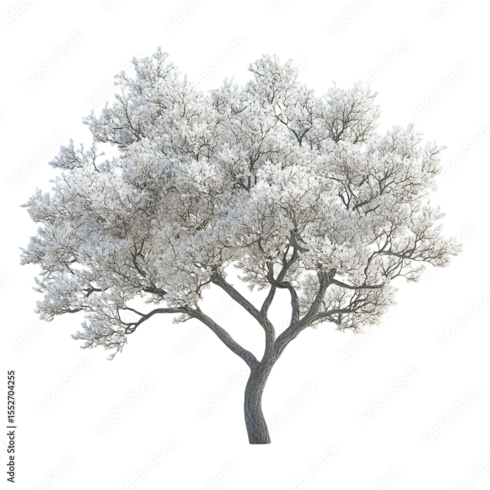 Fototapeta premium A snow covered tree stands tall against a striped background a winter scene