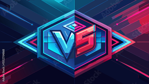 Epic showdown A vector style VS with vivid blue and red hues against a modern