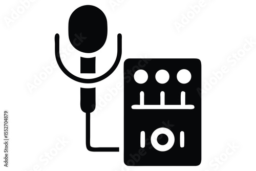 Microphone and Audio Mixer Icon for Music Production