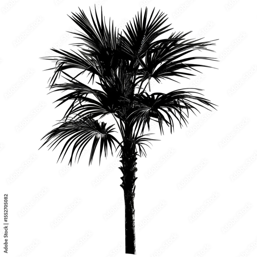 Fototapeta premium Monochrome palm tree digital art abstract background design