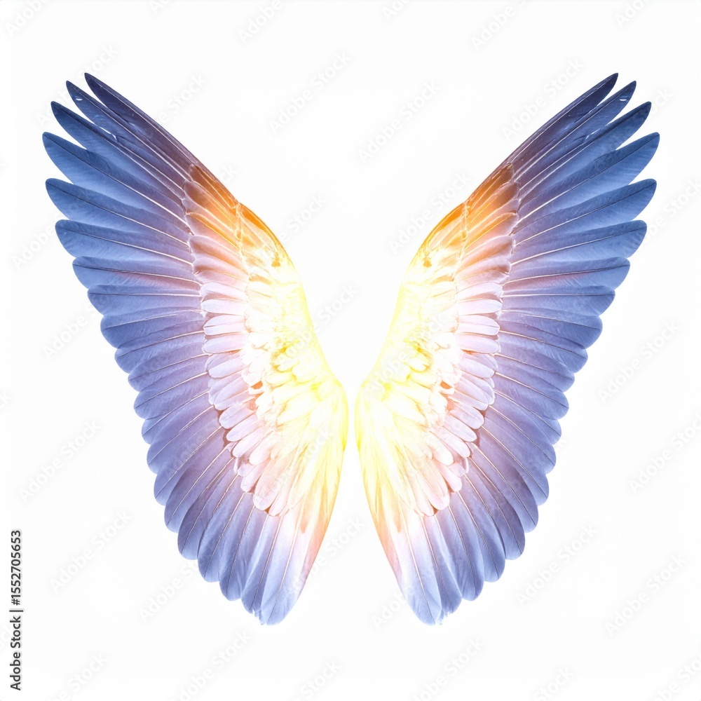 Obraz premium Radiant Angel Wings with Blue and Orange Glow
