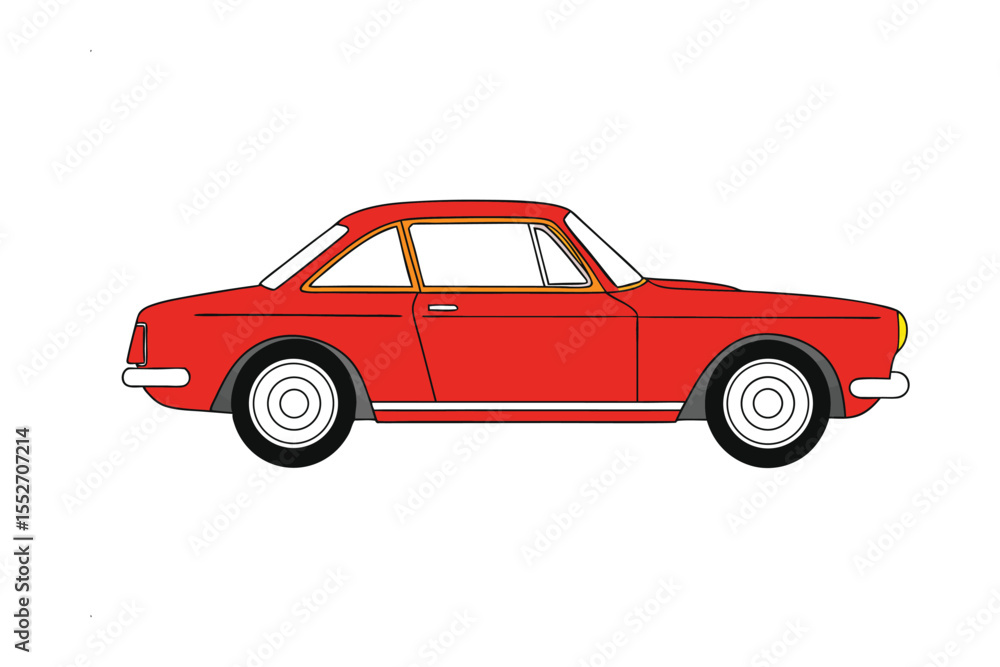 Fototapeta premium Classic Red Coupe: A timeless red coupe with sleek lines and a vintage design, representing classic car elegance and automotive heritage.