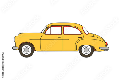 Vintage Yellow Automobile: A classic yellow vintage car, embodies the charm of yesteryear, with its iconic design, inviting viewers to a journey through time.