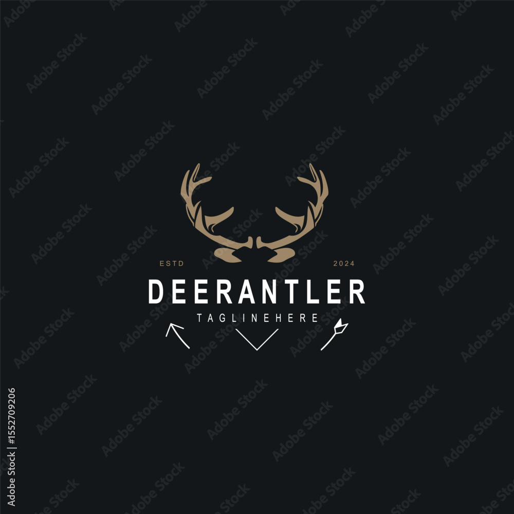 Deer antler logo for hunting and adventure community in nature simple and elegant symbol Deer antler logo for hunting and adventure community in nature simple and elegant symbol