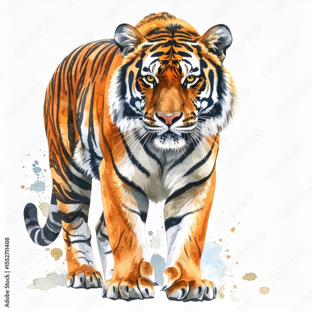 Obraz premium Majestic Watercolor Tiger Portrait