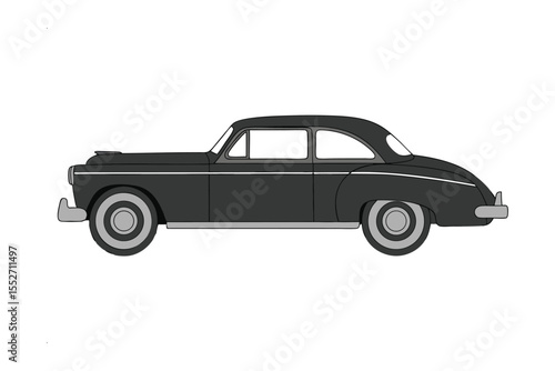 Classic Car Illustration: An elegant black classic car showcases sleek lines in a minimalist illustration, evoking a sense of nostalgia.