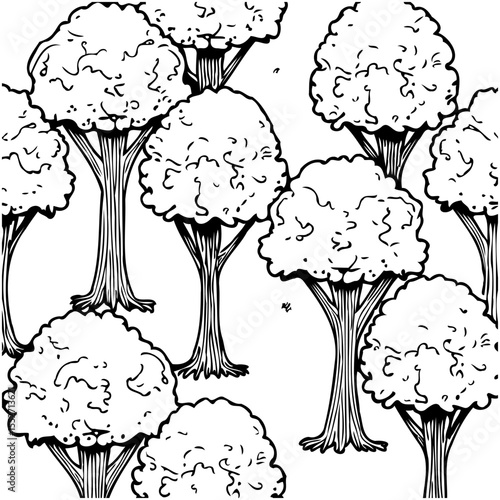 Black and White Tree Pattern: A Minimalist Forest Design for Creative Projects