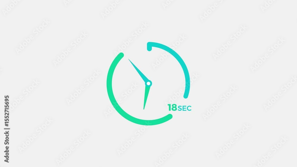 18 Seconds timer clock icon modern design animation 4k video. 18 Seconds timer clock icon modern design animation 4k video.