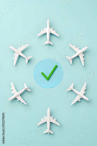 Airplane with Check Mark Symbolizing Travel Recovery and Post-Pandemic Flight Approval